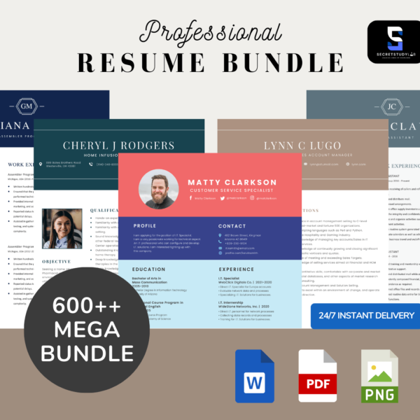 Resume CV Templates | 600 SETS